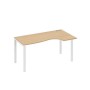 А4 Б1 046 НД (Натуральный дуб/Белый) Стол эргономичный правый "Классика" на металлокаркасе UNO