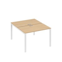 А4 Б1 173 НД (Натуральный дуб/Белый) Рабочая станция на каркасе UNO столы 2х120
