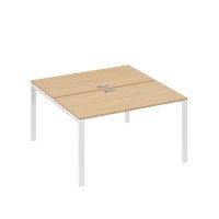 А4 Б1 174 НД (Натуральный дуб/Белый) Рабочая станция на каркасе UNO столы 2х140