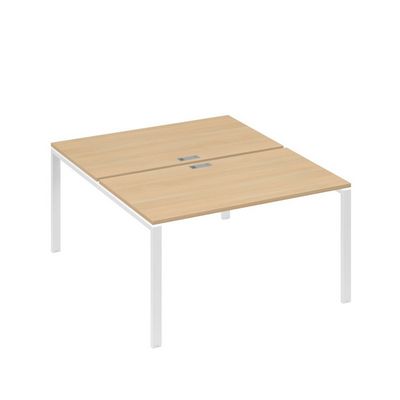 А4 Б1 177 НД (Натуральный дуб/Белый) Рабочая станция на каркасе UNO столы 2х140