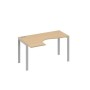 А4 С1 033 НД (Натуральный дуб/Серый) Стол эргономичный левый "Классика" на металлокаркасе UNO