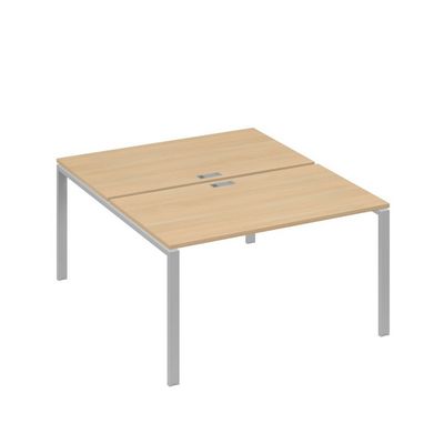 А4 С1 177 НД (Натуральный дуб/Серый) Рабочая станция на каркасе UNO столы 2х140