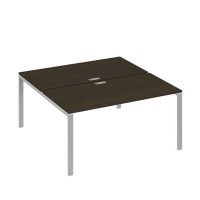 А4 С1 178 ВТ (Венге темный/Серый) Рабочая станция на каркасе UNO столы 2х160
