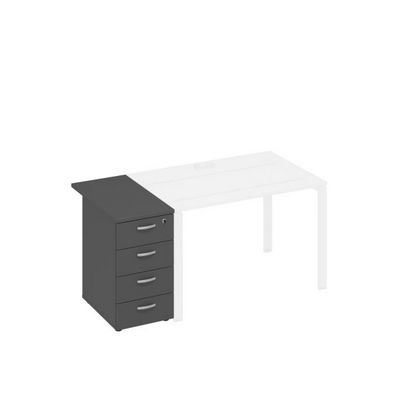 A4 9222 АР (Антрацит премиум) Тумба приставная 4-х ящичная с замком