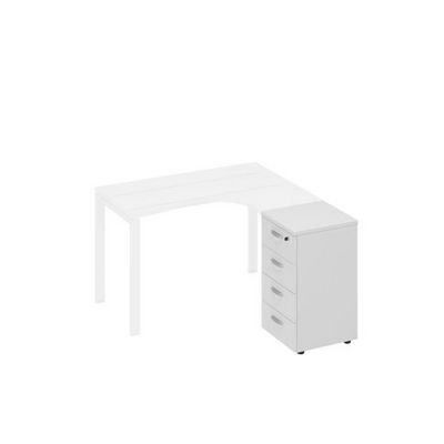 A4 9223 БП (Белый премиум) Тумба приставная 4-х ящичная с замком