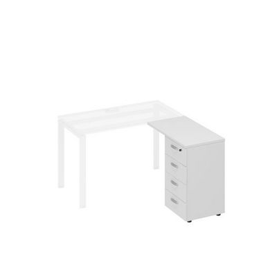 A4 9224 БП (Белый премиум) Тумба приставная 4-х ящичная с замком