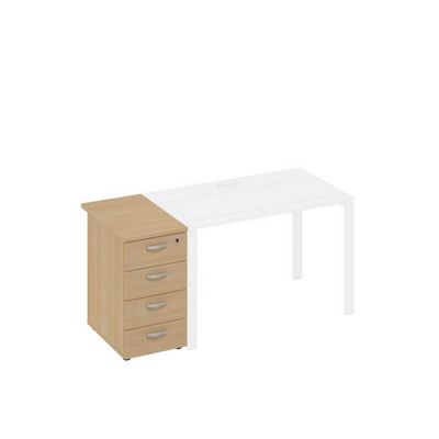 A4 9221 НД (Натуральный дуб) Тумба приставная 4-х ящичная с замком