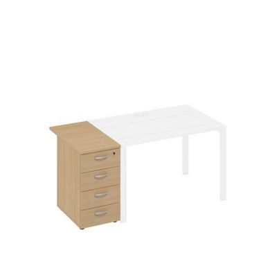 A4 9222 НД (Натуральный дуб) Тумба приставная 4-х ящичная с замком