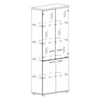 Albero А4 9379 БП (Белый премиум) Шкаф для документов со стеклянными прозрачными дверьми