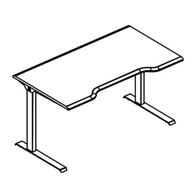 Альта МЛ МР А2 026.03 ВЛ (Вяз либерти) Стол эргономичный "Симметрия" на металлокаркасе МL (2 скоса)