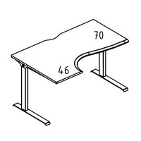 Альта МЛ МР А2 043.02 ВЛ (Вяз либерти) Стол Классика на металлокаркасе МL (1 скос) левый