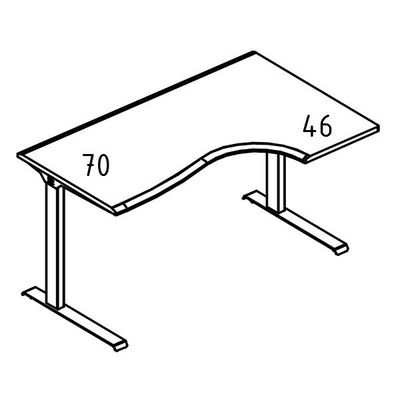 Альта МЛ МР А2 044.01 ВЛ (Вяз либерти) Стол Классика на каркасе МL (2 скоса) правый