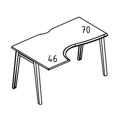 Альта МТ МР Б1М 043.02 ВЛ (Вяз либерти) Стол Классика на каркасе МТ (1 скос) левый