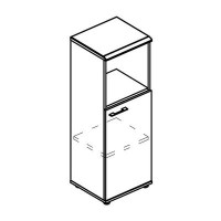 Альта МР 9362 МП/ВЛ/ВЛ (Мокко премиум/Вяз либерти) Шкаф средний узкий полузакрытый (топ МДФ)