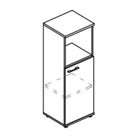 Альта МР 9462 МП/ВЛ/ВЛ (Мокко премиум/Вяз либерти) Шкаф средний узкий полузакрытый (топ ДСП)