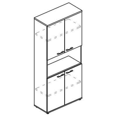 Альта МР 9474 МП/ВЛ/ВЛ (Мокко премиум/Вяз либерти) Шкаф для документов 4-х дверный с открытой нишей (топ ДСП)