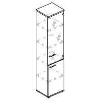 Альта МР 9485 МП/ВЛ/ВЛ (Мокко премиум/Вяз либерти) Шкаф узкий прозрачной дверью (топ ДСП)