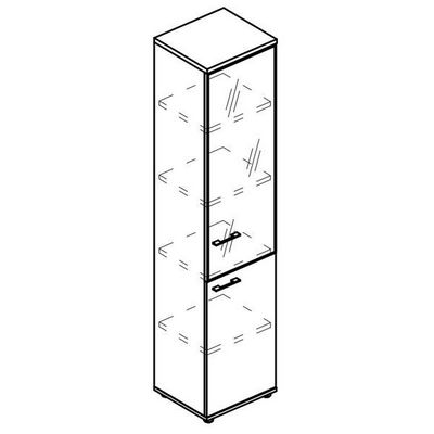 Альта МР 9486 ВЛ/МП/МП (Вяз либерти/Мокко премиум) Шкаф узкий стеклянные дери в рамке правый (топ ДСП)