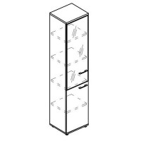 Альта МР 9487 МП/ВЛ/ВЛ (Мокко премиум/Вяз либерти) Шкаф узкий дверь стекло в рамке левый (топ ДСП)