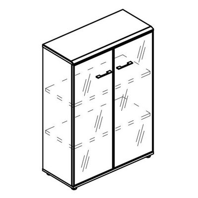 Альта МР 9365 МП/МП (Мокко премиум) Шкаф средний двери стекло в алюминиевой рамке (топ МДФ)