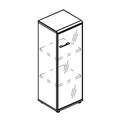 Альта МР 9369 ВЛ/МП (Вяз либерти/Мокко премиум) Шкаф средний узкий дверь стекло в рамке правый (топ МДФ)