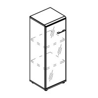 Альта МР 9370 МП/ВЛ (Мокко премиум/Вяз либерти) Шкаф средний узкий дверь стекло в рамке левый (топ МДФ)