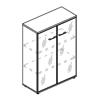 Альта МР 9465 МП/МП (Мокко премиум) Шкаф средний двери стекло в алюминиевой рамке (топ ДСП)