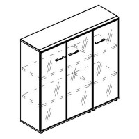 Альта МР 9490 ВЛ/МП (Вяз либерти/Мокко премиум) Шкаф средний комбинированный стекло в рамке (топ ДСП)