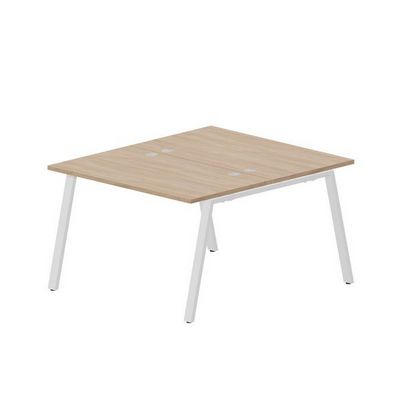 Arena ARN2TG127 OWBL (Светлый дуб/Белый) Составной стол на 2 рабочих места, 4 громмета