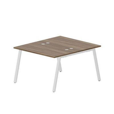 Arena ARN2TG127 WNBL (Орех/Белый) Составной стол на 2 рабочих места, 4 громмета