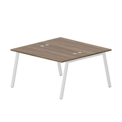 Arena ARN2TG147 WNBL (Орех/Белый) Составной стол на 2 рабочих места, 4 громмета