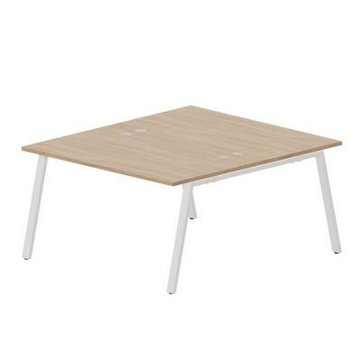 Arena ARN2TG148 OWBL (Светлый дуб/Белый) Составной стол на 2 рабочих места, 4 громмета