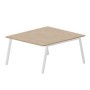 Arena ARN2TG148 OWBL (Светлый дуб/Белый) Составной стол на 2 рабочих места, 4 громмета