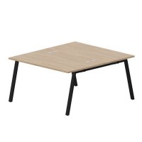 Arena ARN2TG148 OWNR (Светлый дуб/Черный) Составной стол на 2 рабочих места, 4 громмета