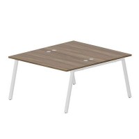 Arena ARN2TG148 WNBL (Орех/Белый) Составной стол на 2 рабочих места, 4 громмета