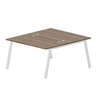 Arena ARN2TG148 WNBL (Орех/Белый) Составной стол на 2 рабочих места, 4 громмета