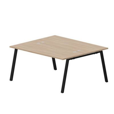 Arena ARN2TG167 OWNR (Светлый дуб/Черный) Составной стол на 2 рабочих места, 4 громмета