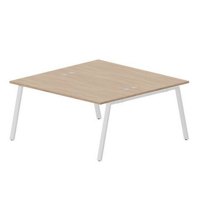 Arena ARN2TG168 OWBL (Светлый дуб/Белый) Составной стол на 2 рабочих места, 4 громмета