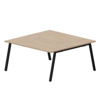 Arena ARN2TG168 OWNR (Светлый дуб/Черный) Составной стол на 2 рабочих места, 4 громмета