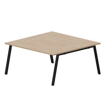 Arena ARN2TG168 OWNR (Светлый дуб/Черный) Составной стол на 2 рабочих места, 4 громмета