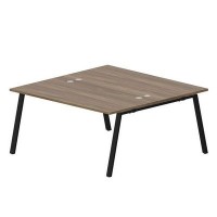 Arena ARN2TG168 WNNR (Орех/Черный) Составной стол на 2 рабочих места, 4 громмета