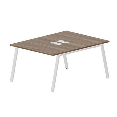 Arena ARN2TL128 WNBL (Орех/Белый) Составной стол на 2 рабочих места, металлические аутлеты