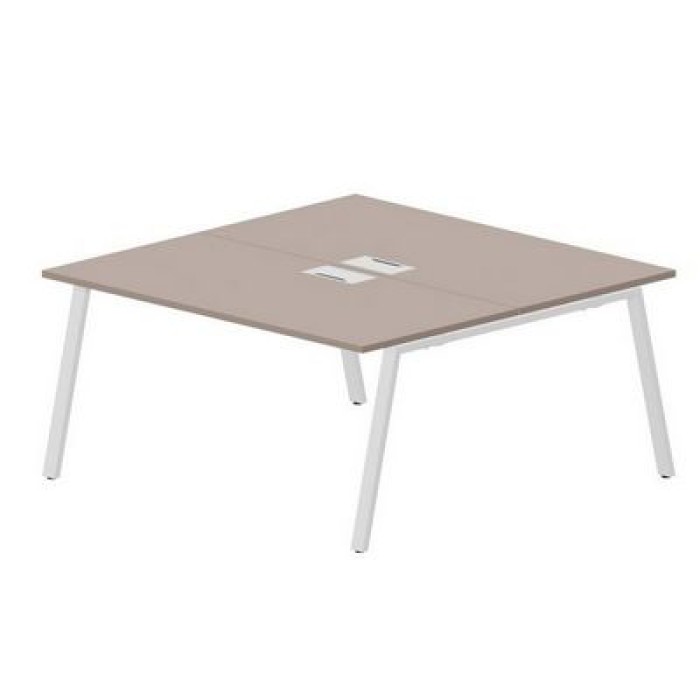 Арена ARN2TL168 TRBL (Тортора/Белый) Составной стол на 2 рабочих места, металлические аутлеты