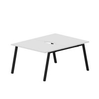 Arena ARN2TV128 BLNR (Белый/Черный) Составной стол на 2 рабочих места, 2 эргономичных выреза