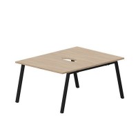 Arena ARN2TV128 OWNR (Светлый дуб/Черный) Составной стол на 2 рабочих места, 2 эргономичных выреза