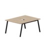 Arena ARN2TV128 OWNR (Светлый дуб/Черный) Составной стол на 2 рабочих места, 2 эргономичных выреза