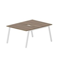 Arena ARN2TV128 WNBL (Орех/Белый) Составной стол на 2 рабочих места, 2 эргономичных выреза