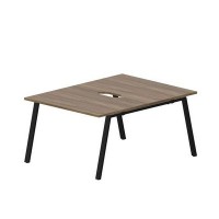 Arena ARN2TV128 WNNR (Орех/Черный) Составной стол на 2 рабочих места, 2 эргономичных выреза