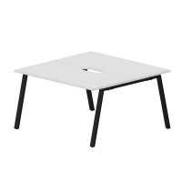 Arena ARN2TV147 BLNR (Белый/Черный) Составной стол на 2 рабочих места, 2 эргономичных выреза