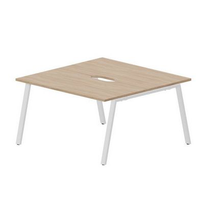 Arena ARN2TV147 OWBL (Светлый дуб/Белый) Составной стол на 2 рабочих места, 2 эргономичных выреза